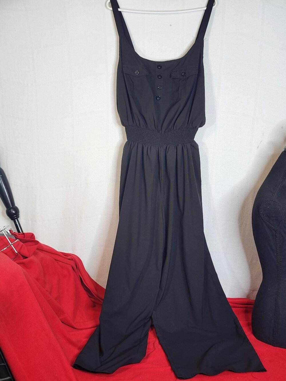Toxik3 Black Poly Span Elastic Waist Chest Pocket Button Detail Jumpsuit Size 2X